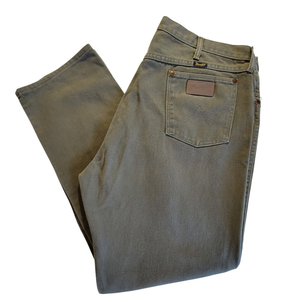 Wrangler Cowboy Cut Jeans‎ Mens 42x32 Olive Green Straight Leg USA Made 13MWZLY